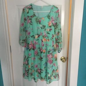 Mint Green Floral Chiffon Maternity Dress